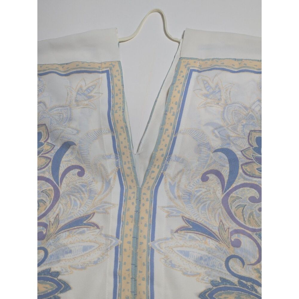 Rose + Olive Boho Kimono Poncho Blouse | Women's Size L | Blue Paisley V-Neck - Picture 4 of 9